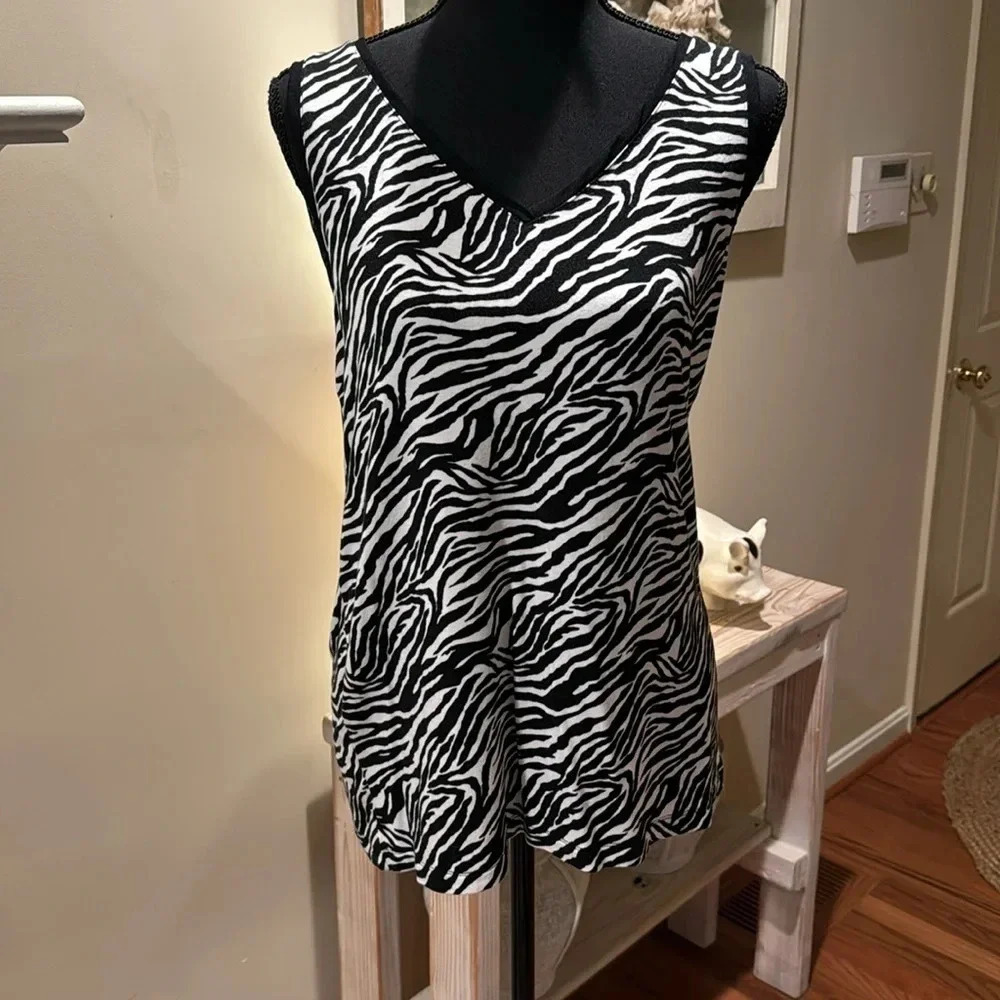 #55 Gorgeous Banana Republic Zebra Print Sleeveless Top Sz Md